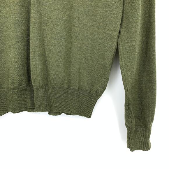 Fred Perry K5803 Womens Merino Wool Sweater Size 8 Olive Green V-Neck - Picture 4 of 6